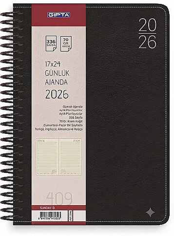 GIPTA 409-SNK SUNDAY SPİRALLİ GÜNLÜK AJANDA 17x24 (0409SNK-2021) - 1