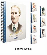 GIPTA 3323 ATATÜRK SPİRALLİ SERT KAPAK DEFTER 13x21 ÇİZGİLİ 120 YAPRAK (3323000-2011) - GIPTA