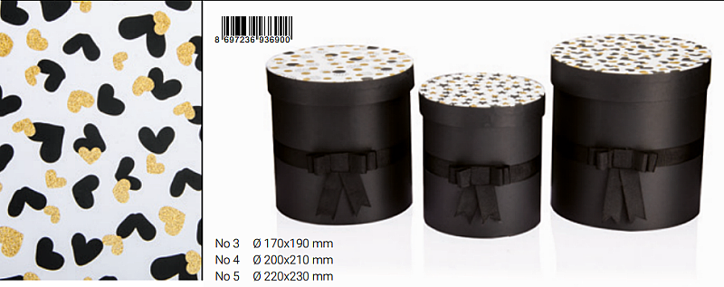 GIPTA BLACK WHİTE GOLD HEDİYELİK KUTU SİLİNDİR 170x190 (BX6900-03)