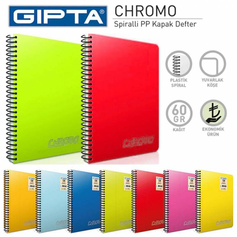 GIPTA CHROMO SPİRALLİ DEFTER A4 KARELİ 40 YAPRAK (1977)