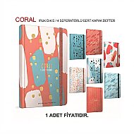 GIPTA 4628 CORAL SERT KAPAK DEFTER 17x24 KARELİ 140 YAPRAK (4628000-2011) - GIPTA