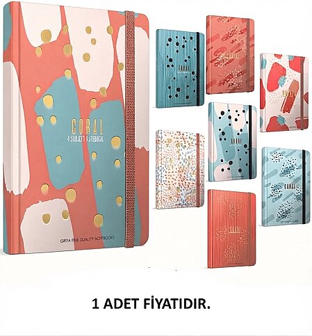 GIPTA 4628 CORAL SERT KAPAK DEFTER 17x24 KARELİ 140 YAPRAK (4628000-2011) - 1