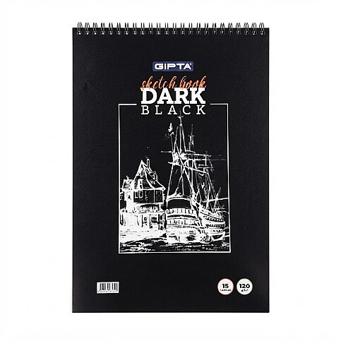 GIPTA 2646 DARK SPİRALLİ SİYAH RESİM DEFTERİ A6 15 YAPRAK (2646000-2011) - 1
