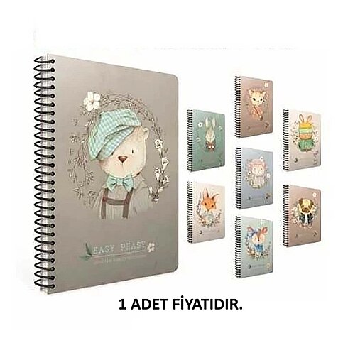 GIPTA 4744 EASY NOTES SPİRALLİ SERT KAPAK DEFTER 17x24 KARELİ 120 YAPRAK (4744000-2011) - 2