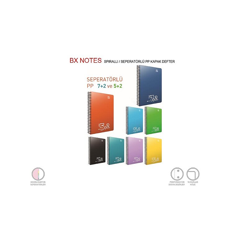 GIPTA 5037 ECO BX NOTES SPİRALLİ PLASTİK KAPAK DEFTER A4 7+2 BÖLME 240 YAPRAK (5037000-2011)