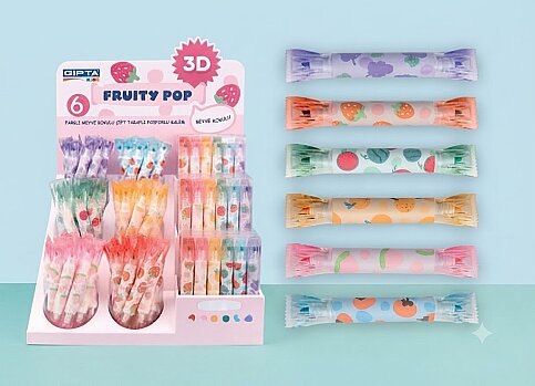 GIPTA F1479 FOSFORLU MARKÖR FRUTTY POP KOKULU 6 RENK 144LÜ STAND (F147900-5001) - 1