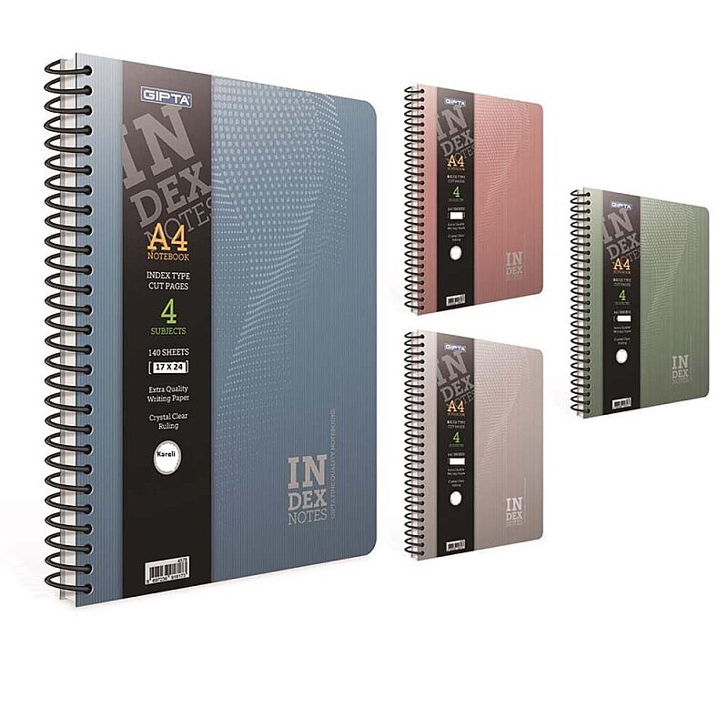 GIPTA 4626 İNDEX SPİRALLİ SERT KAPAK DEFTER 17x24 KARELİ 140 YAPRAK (4626000-2011)