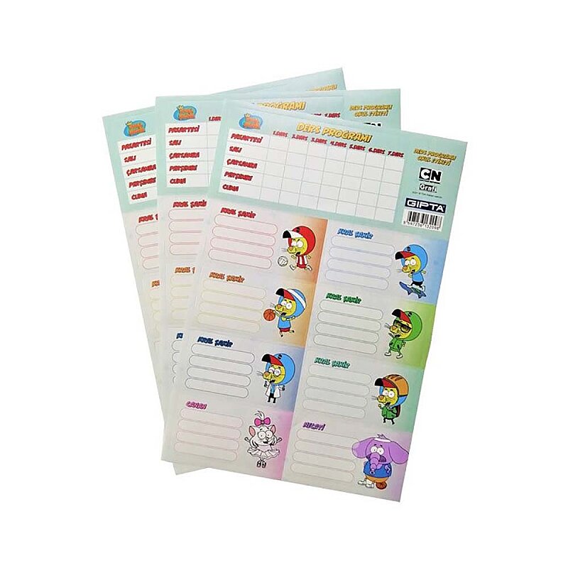 GIPTA 6012 KRAL ŞAKİR DERS PROGRAMI OKUL ETİKETİ 3LÜ (6012000-2101)