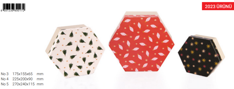 Gıpta Lior Altıgen Hediyelik Kutu 175X155X65 (Bx0172-03)