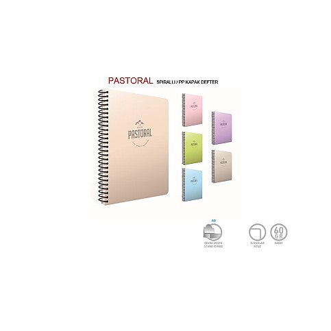 Gıpta 3253 Pastoral Spiralli Plastik Kapak Defter 17x24 Çizgili 96 Yaprak (3253000-2011) - 1