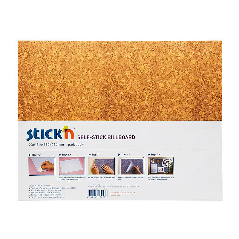 STİCK'N 23023 KENDİNDEN YAPIŞKANLI MANTAR PANO 46x58 KAHVE (2302300-5001)