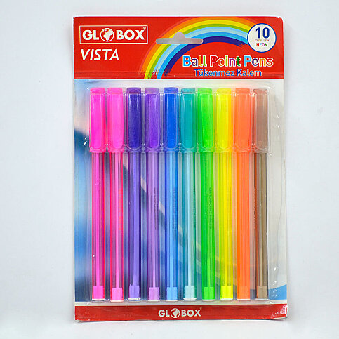 GLOBOX 2147 VİSTA NEON TÜKENMEZ KALEM 10LU - 1