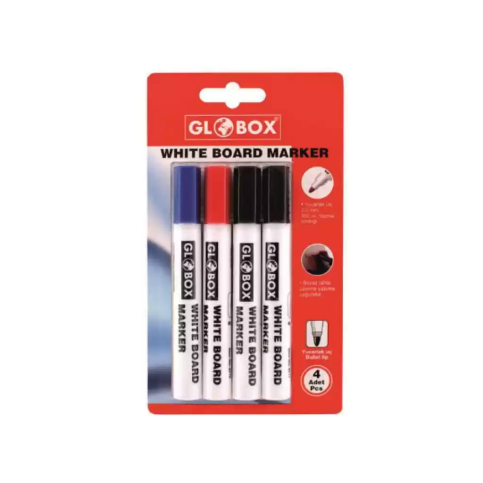 Globox 6519 Beyaz Tahta Kalemi Yuvarlak Uç 4 Renk Blister - 1