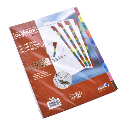 Globox 6542 Mylar Karton Ayraç A4 1-10 Rakam - 1