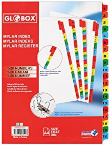 GLOBOX 6543 MYLAR KARTON AYRAÇ A4 1-12 RAKAM - 1