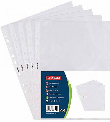 GLOBOX 6724 DELİKLİ POŞET DOSYA A4 100LÜ - 1