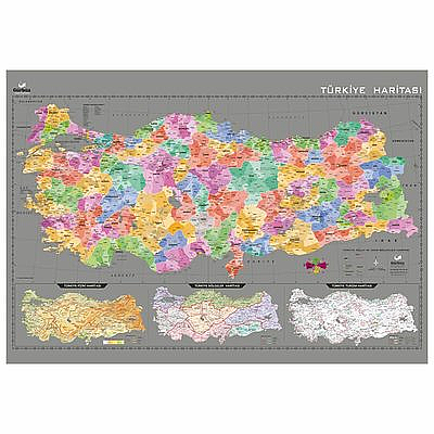 GÜRBÜZ 21020 KAZINABİLİR TÜRKİYE HARİTASI 70x100cm - 1