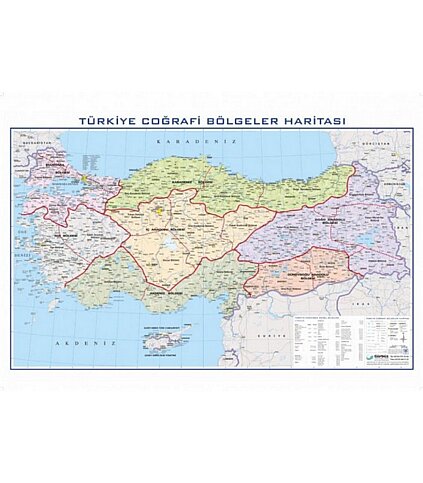GÜRBÜZ 21034 TÜRKİYE BÖLGELER HARİTASI 100x140cm - 2