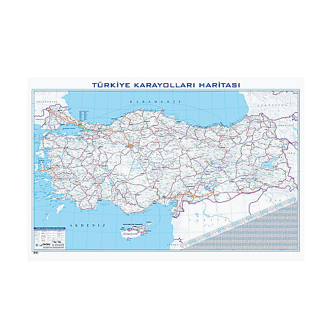 GÜRBÜZ 22074 TÜRKİYE KARAYOLLARI HARİTASI 70x100cm - 1