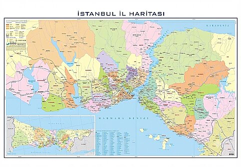 GÜRBÜZ 24012 İSTANBUL İL HARİTASI 70x100cm - 1