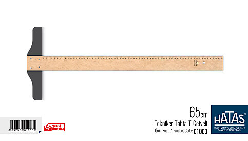 HATAS 01000 TAHTA T CETVELİ TEKNİKER 65cm - 1