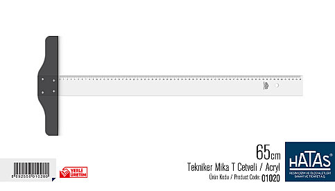 HATAS 01020 SABİT BAŞLI MİKA T CETVELİ 65cm - 1