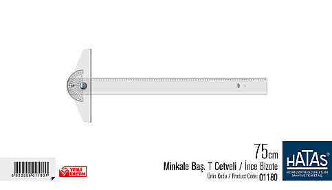HATAS 01180 MİNKALE BAŞLIKLI MİKA T CETVELİ 75cm - 1