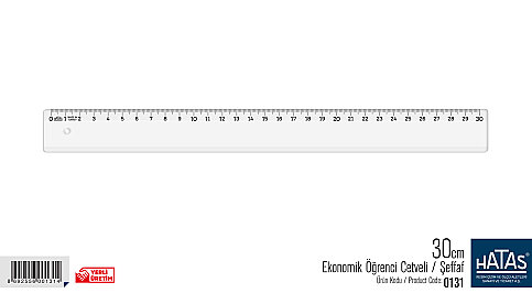 HATAS 0131 EKONOMİK CETVEL 30cm ŞEFFAF - 1