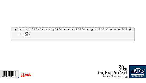 HATAS 0160 GENİŞ PLASTİK CETVEL 30cm - 1