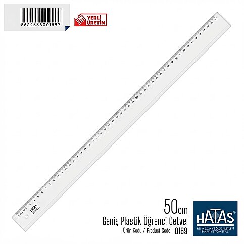 HATAS 0169 EKO PLASTİK ÖĞRENCİ CETVELİ 50cm - 1