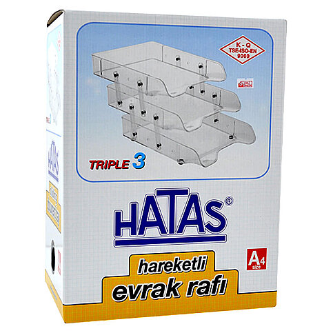 HATAS 02380 HAREKETLİ EVRAK RAFI ŞEFFAF 3LÜ - 1