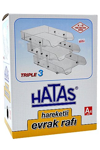 HATAS 02380 HAREKETLİ EVRAK RAFI ŞEFFAF 3LÜ - 2