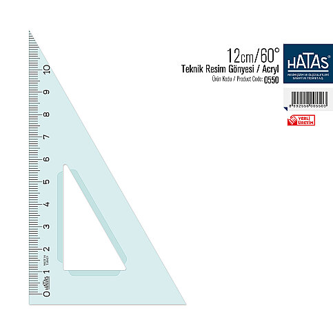 HATAS 0550 TEKNİK RESİM GÖNYESİ 12cm 60 DERECE - 1
