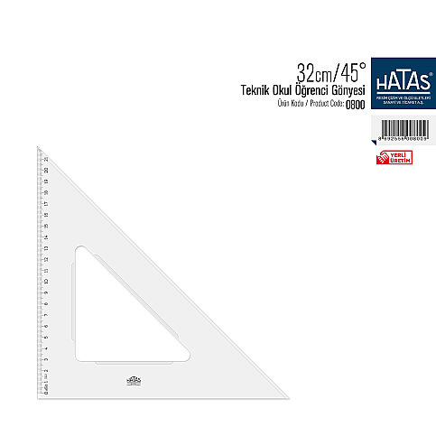 HATAS 0800 EKONOMİK ÖĞRENCİ GÖNYESİ 32cm 45 DERECE - 1