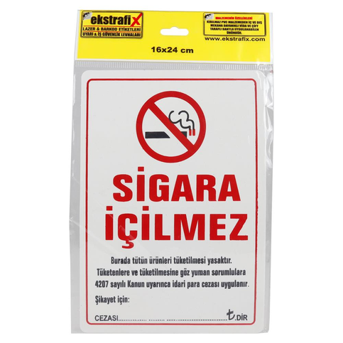 Ekstrafix 203 Yönlendirme Levhası 16x24 Sigara İçilmez (Yul-316) - 1