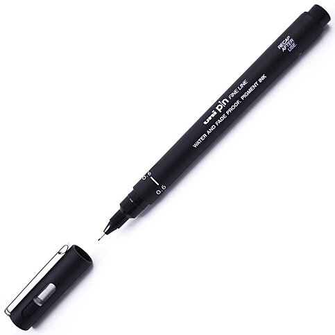 UNİ PIN06-200 ÇİZİM KALEMİ 0.6mm SİYAH - 1