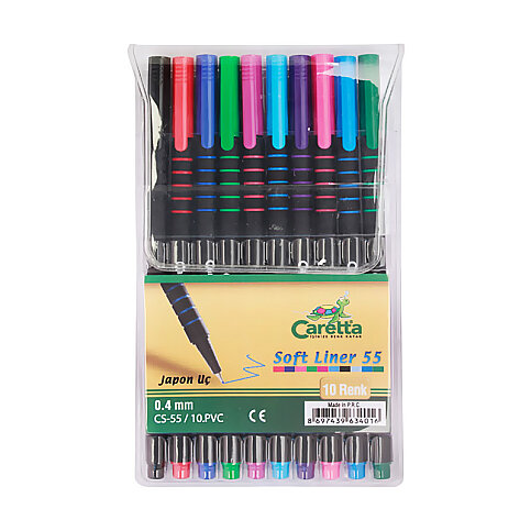 CARETTA C-S-55-10PVC SOFT LİNER KEÇELİ KALEM 0.4mm 10 RENK - 1