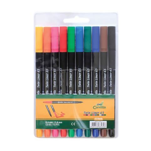 Caretta C-T-65-10Pvc Çift Uçlu Keçeli Kalem 0.4-1mm 10 Renk - 1