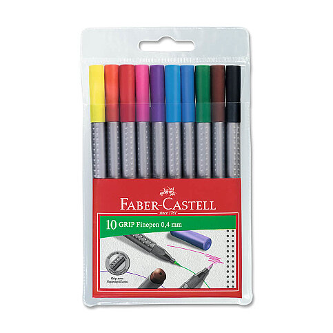 FABER-CASTELL GRİP FİNEPEN 0.4mm KEÇE UÇ 10 RENK KARTON KUTU (5020151610) - 1
