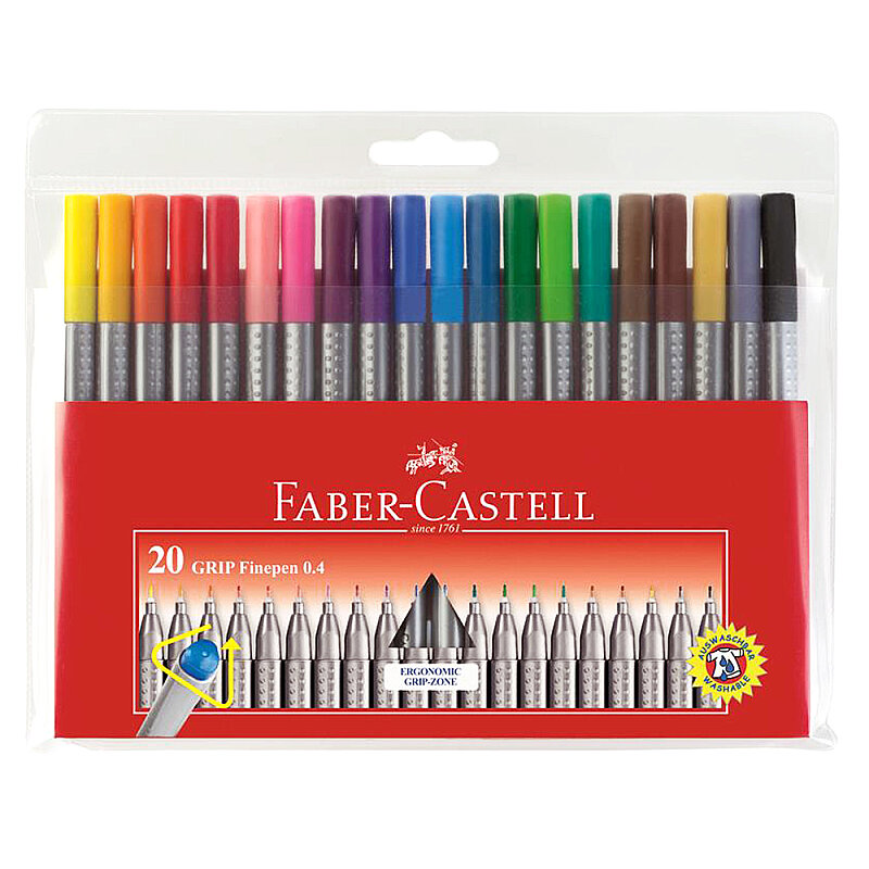 FABER-CASTELL GRİP FİNEPEN 0.4mm KEÇE UÇ 20 RENK POŞET (5020151620)