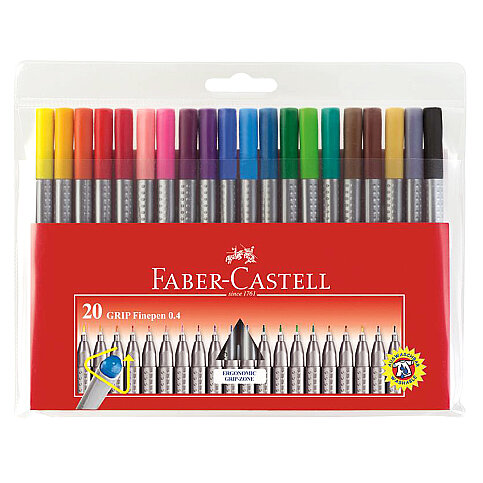 FABER-CASTELL GRİP FİNEPEN 0.4mm KEÇE UÇ 20 RENK POŞET (5020151620) - 1