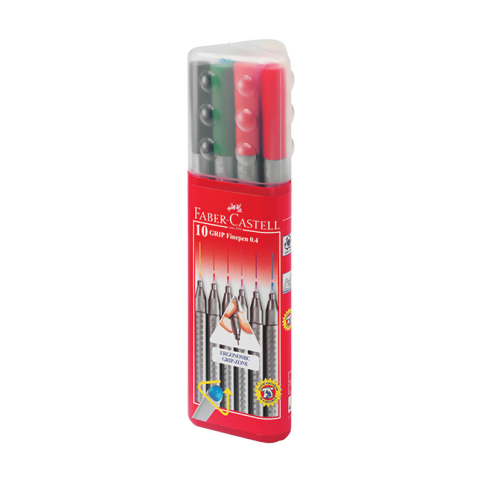 Faber-Castell Grip Finepen 0.4Mm Keçe Uç 10 Renk Plastik Kutu (151611) - 1