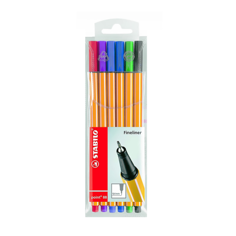 Stabilo 88-6 Point Fineliner Keçe Uçlu Kalem 0.4mm 6 Renk (51002583) - 1