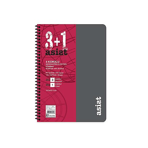 Keskin Assist Plastik Kapak Defter 16.5x22.5 100 Yaprak 3+1 Seperatör (351563-99) - 1