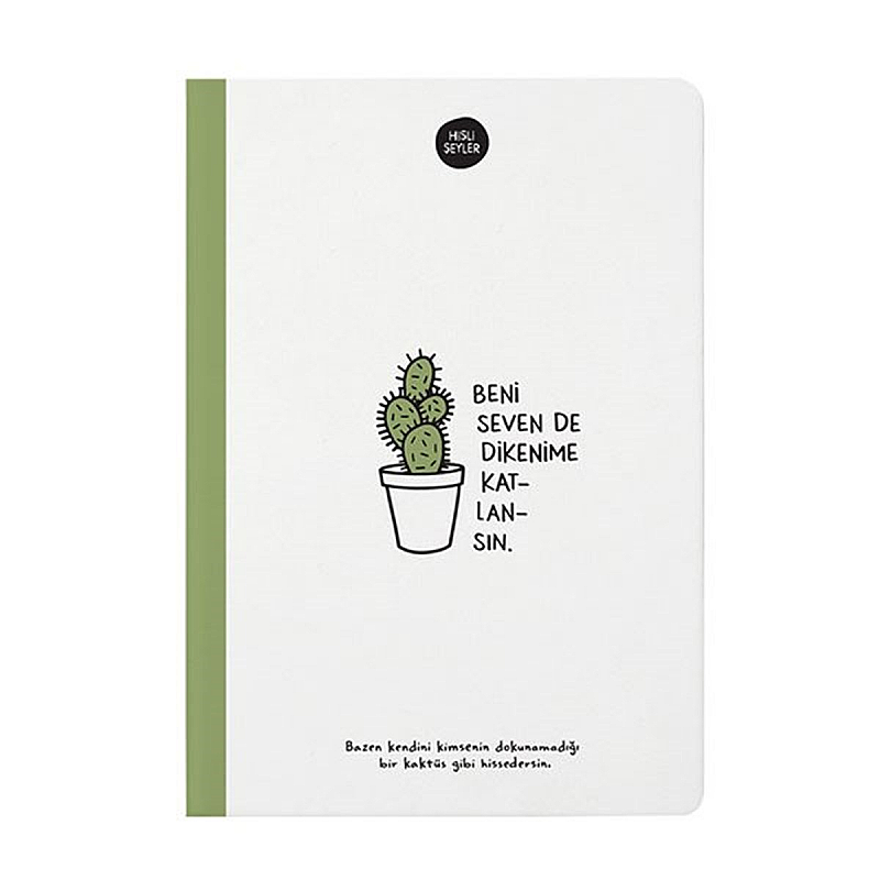 KESKİN HİSLİ ŞEYLER SERT KAPAK DEFTER 14x20 ÇİZGİLİ 64 YAPRAK BENİ SEVEN DİKENİME KATLANSIN (500542-99)