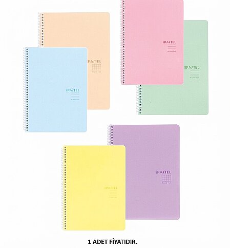 KESKİN COLOR PASTEL SPİRALLİ DEFTER A4 KARELİ 120 YAPRAK (327744) - 1