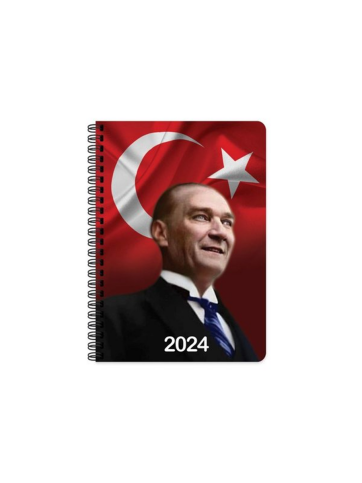 Keskin Spiralli Sert Kapak Günlük Ajanda 17X24 Atatürk Cumhurbaşkanı (830364-99) - 1