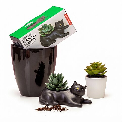KİKKERLAND PL14 COSMO PLANTER VAZO SİYAH KEDİ - 1