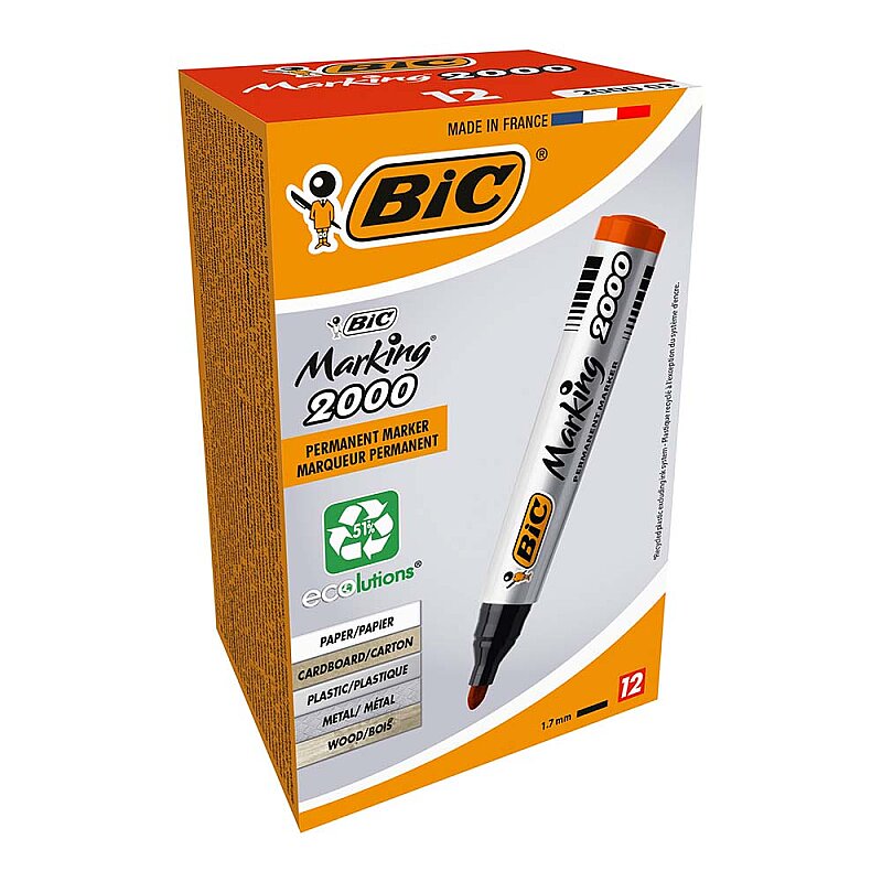 BİC 2000 PERMANENT MARKÖR KOLİ KALEMİ YUVARLAK UÇ KIRMIZI (8209133)