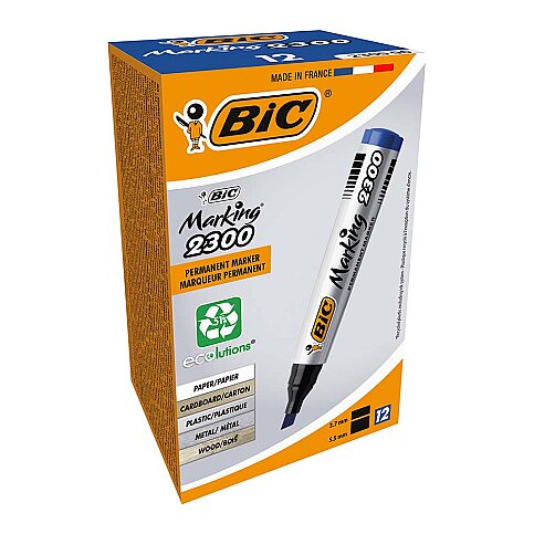 BİC 2300 PERMANENT MARKÖR KOLİ KALEMİ KESİK UÇ MAVİ (8209253) - 1